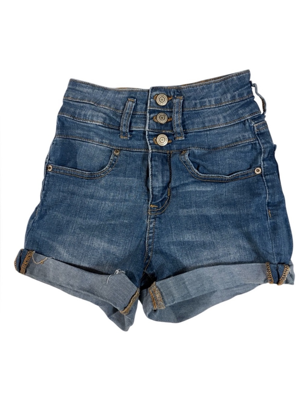 Aero High Waist Roll Cuff Denim Shorts Size 0